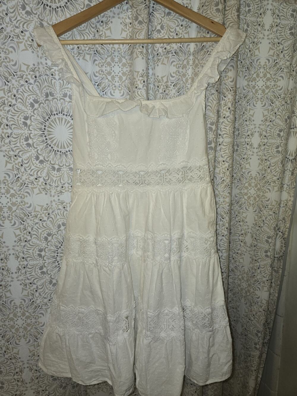Altar'd State Womens White Eyelet Swiss Dot Lace Dress M Fully Lined LWD Medium